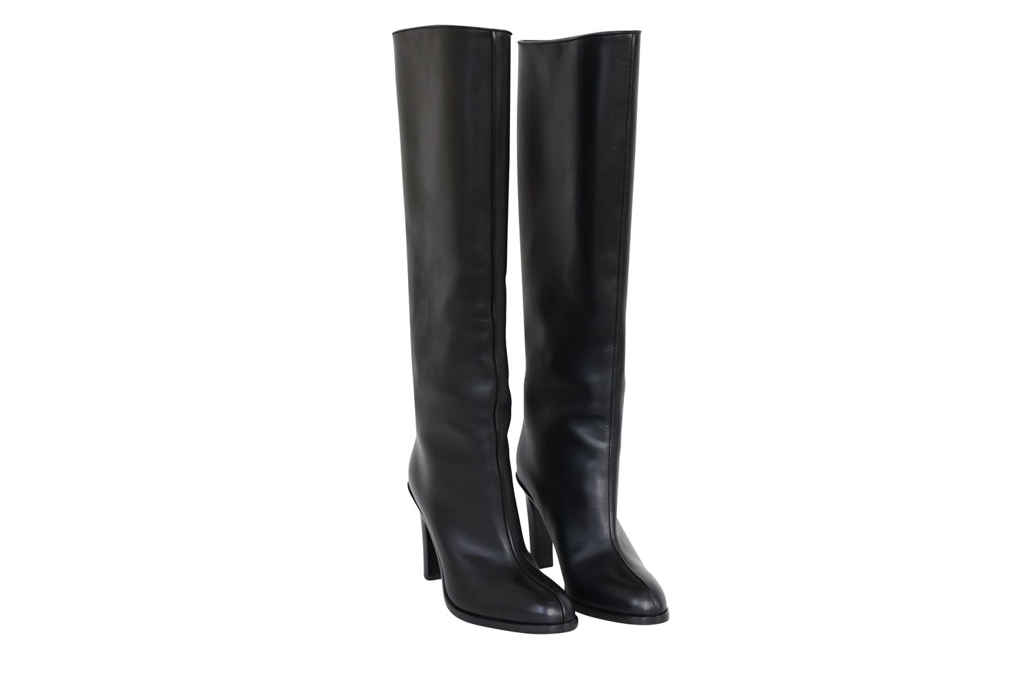 The Row Prudens Knee Boots, Black Leather, Size 37, New No Dustbag WA001