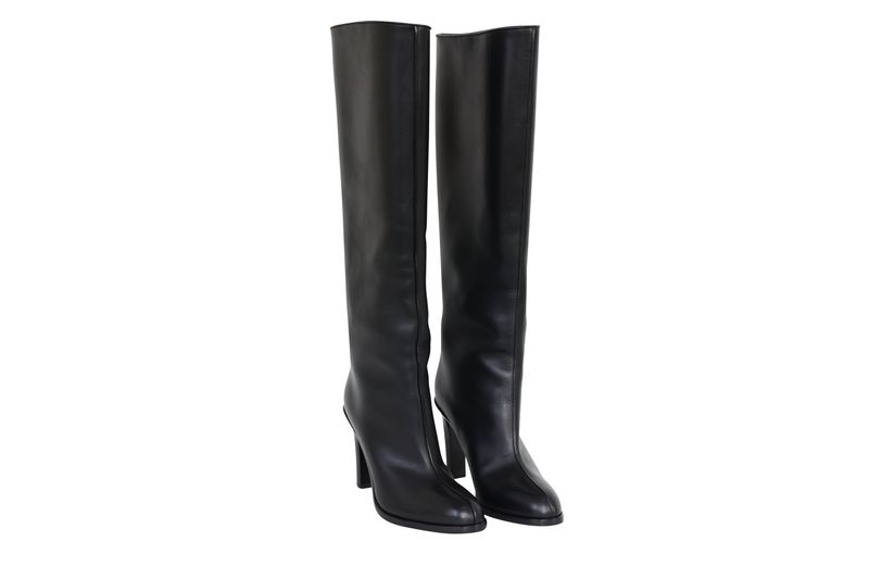 The Row Prudens Knee Boots, Black Leather, Size 37, New No Dustbag WA001