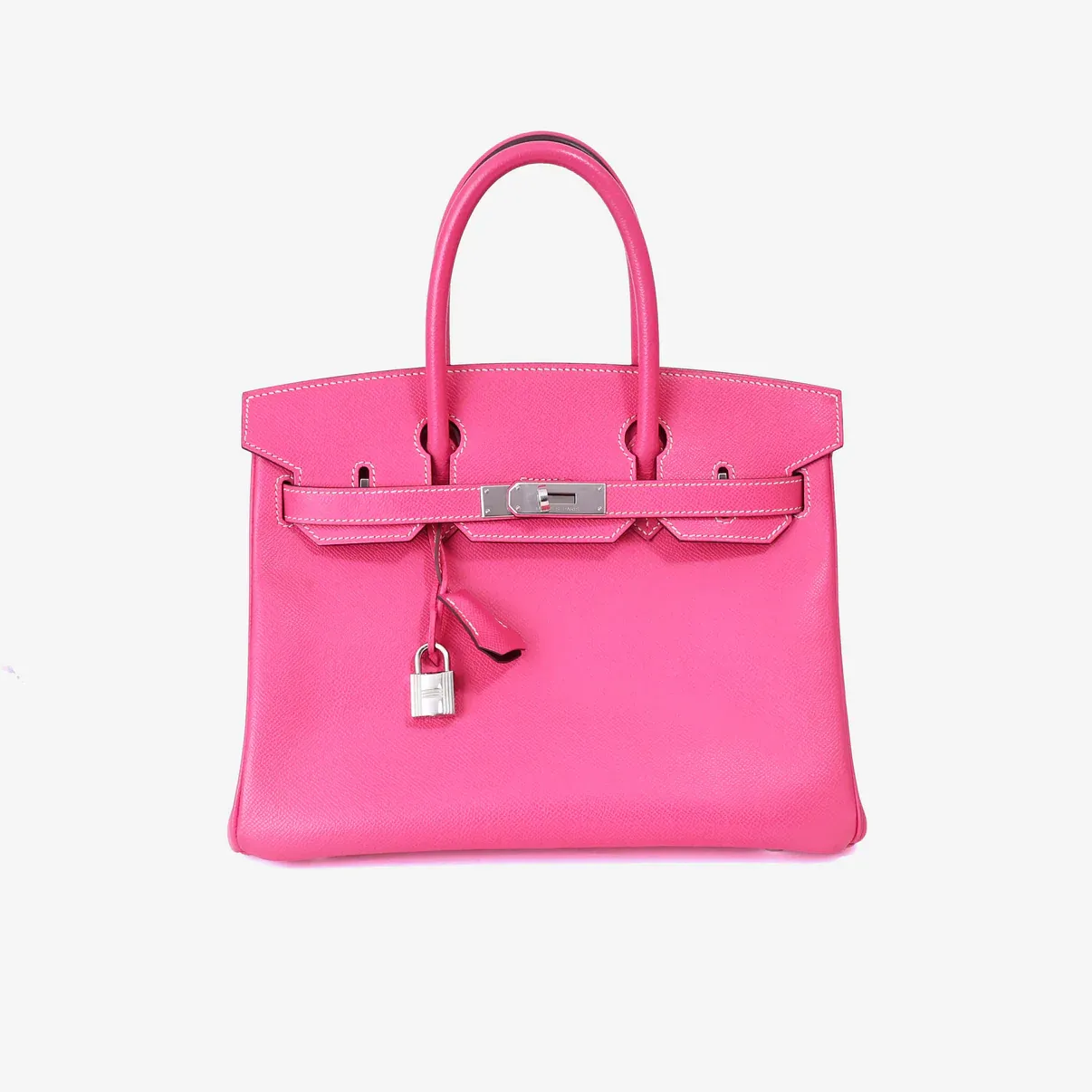 Hermes Birkin 30 Rose Tyrien Pink Epsom Leather, Palladium Hardware, Preowned in Dustbag (London)