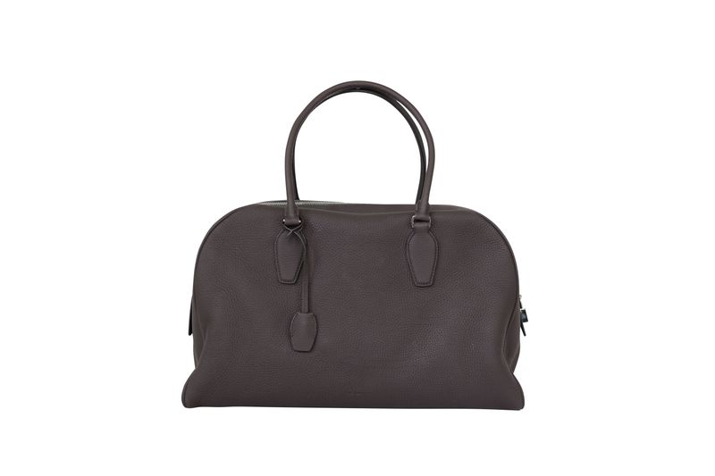 The Row India 15.75 Bag, Dark Brown Leather and Silver Hardware, Preowned in Dustbag WA001