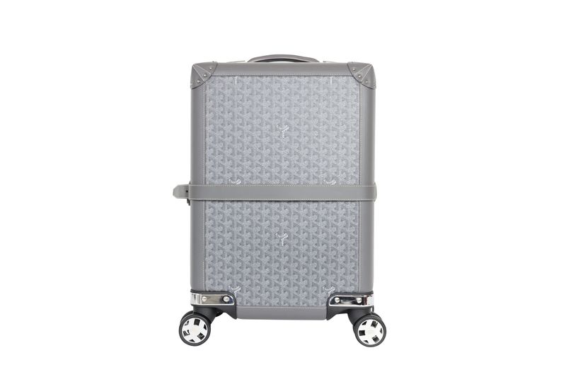 Goyard Bourget PM Trolley Case, Gray Goyardine Canvas and Cervon Calfskin with Palladium Hardware, Preowned No Dustbag WA001