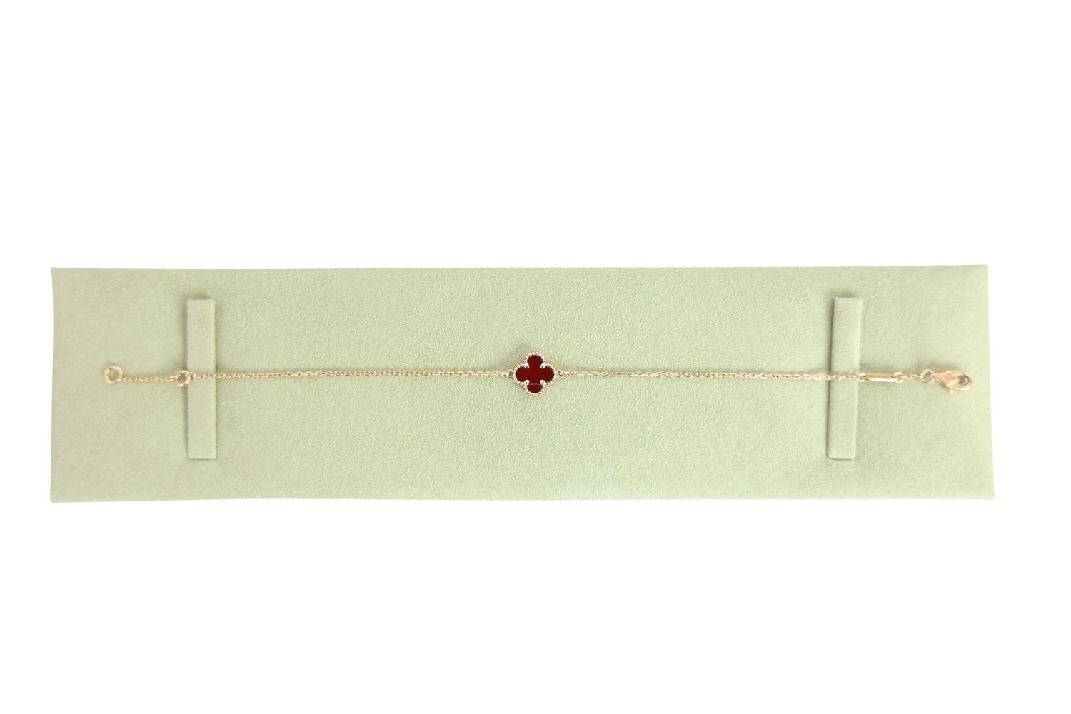 Van Cleef and Arpels Sweet Alhambra 1 Motif Bracelet, 18k Rose Gold and Carnelian Preowned in Dustbag WA001