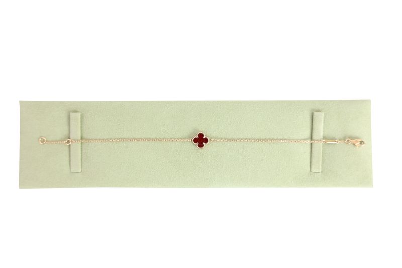Van Cleef and Arpels Sweet Alhambra 1 Motif Bracelet, 18k Rose Gold and Carnelian Preowned in Dustbag WA001