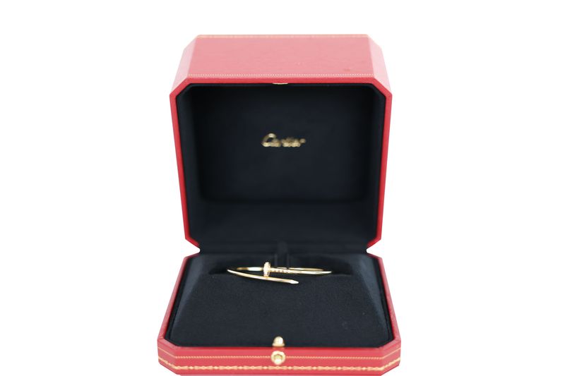 Cartier Juste Un Clou Small Model Bracelet Size 16, 18k Yellow Gold with Diamonds, Preowned in Box WA001
