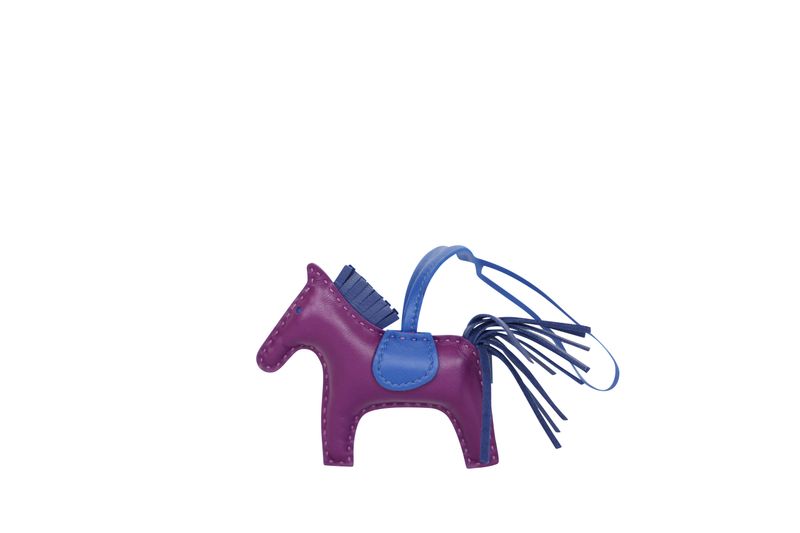 Hermes Rodeo PM Bag Charm, Purple and Blue Milo Lambskin, Z Stamp 2021, New in Box WA001