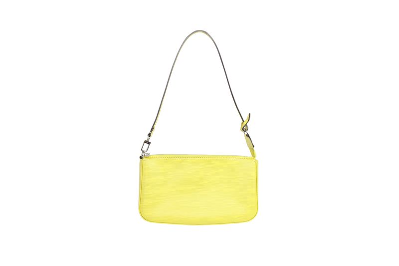 Louis Vuitton Pochette Accessoires, Yellow Epi Leather and Silver Hardware, Preowned No Dustbag WA001
