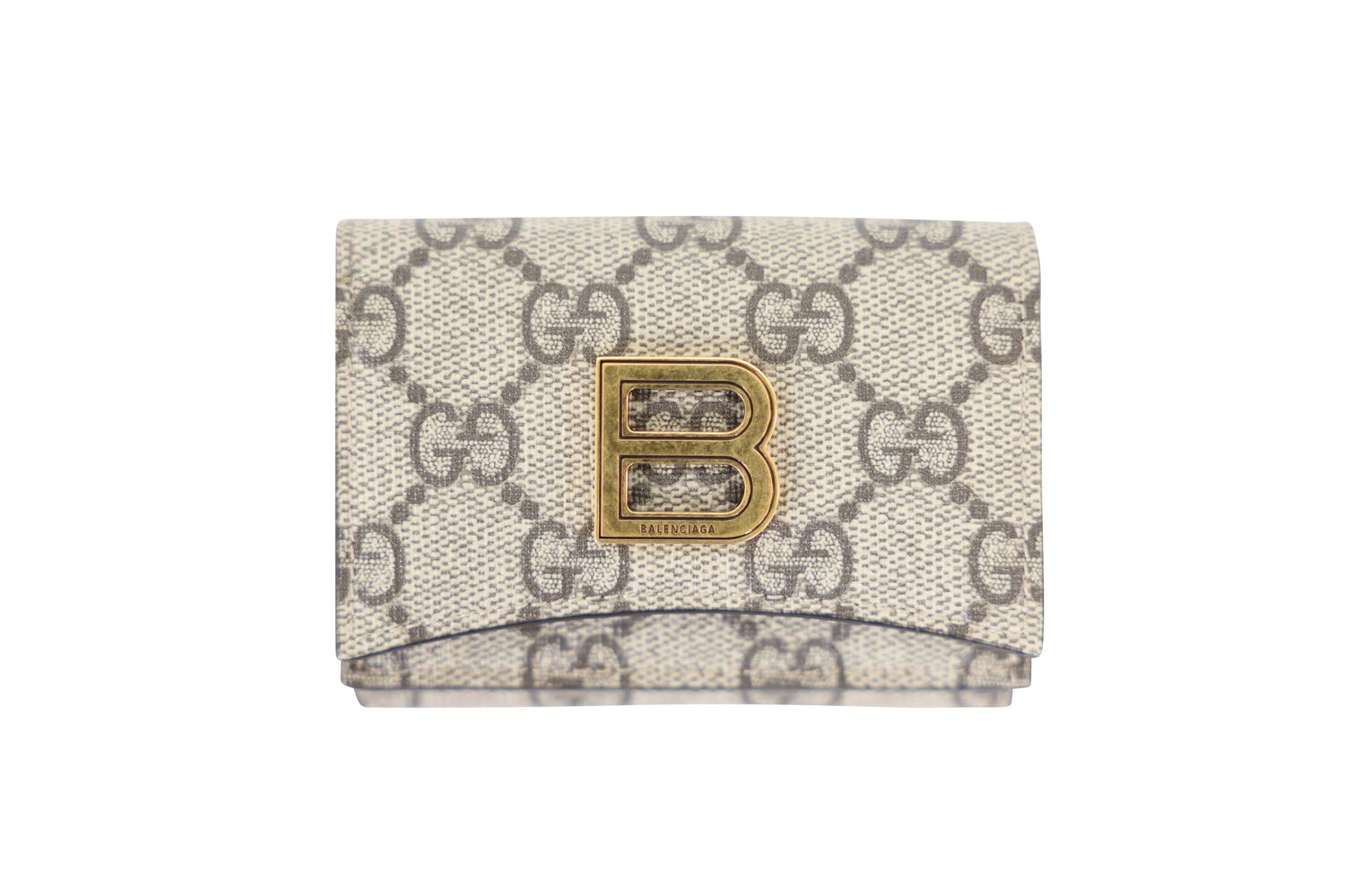 Gucci x Balenciaga Hacker Project Compact Wallet, GG Supreme Canvas and Gold Hardware, Preowned in Box WA001