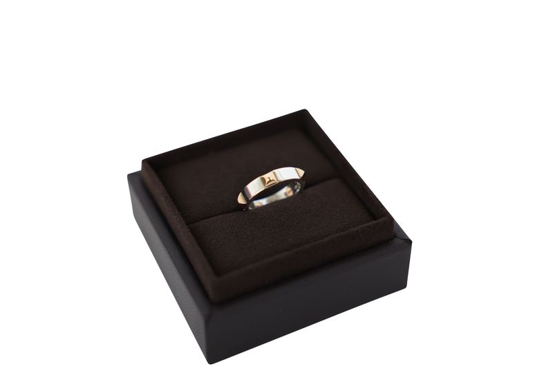 Hermes Clou d'H Ring, Sterling Silver and 18k Rose Gold, Size 52, New in Box WA001