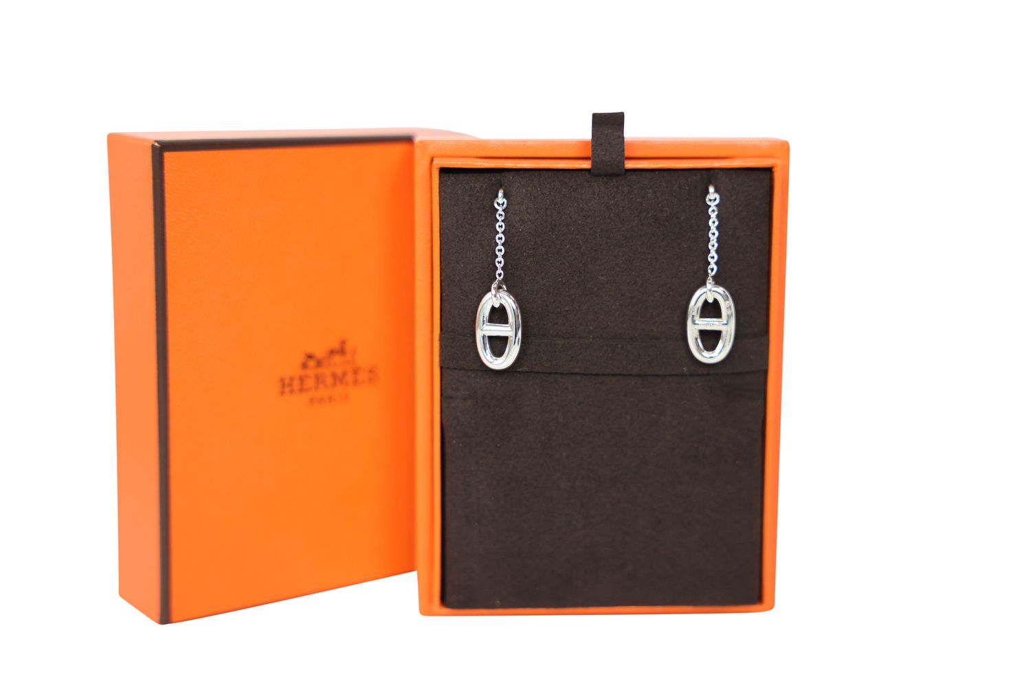 Hermes Farandole Earrings, Medium Model, Sterling Silver, New in Box WA001