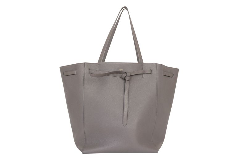 Celine Cabas Phantom Small Tote Bag, Gray Leather, Preowned in Dustbag WA001