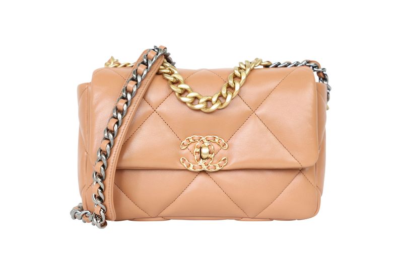 Chanel 19 Small Bag, Caramel Brown Quilted Leather and Mixed Hardware, New in Box WA001