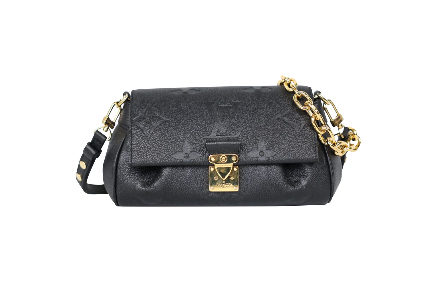 Louis Vuitton Favorite Bag, Black Monogram Empreinte Leather and Gold Hardware, Preowned in Box WA001