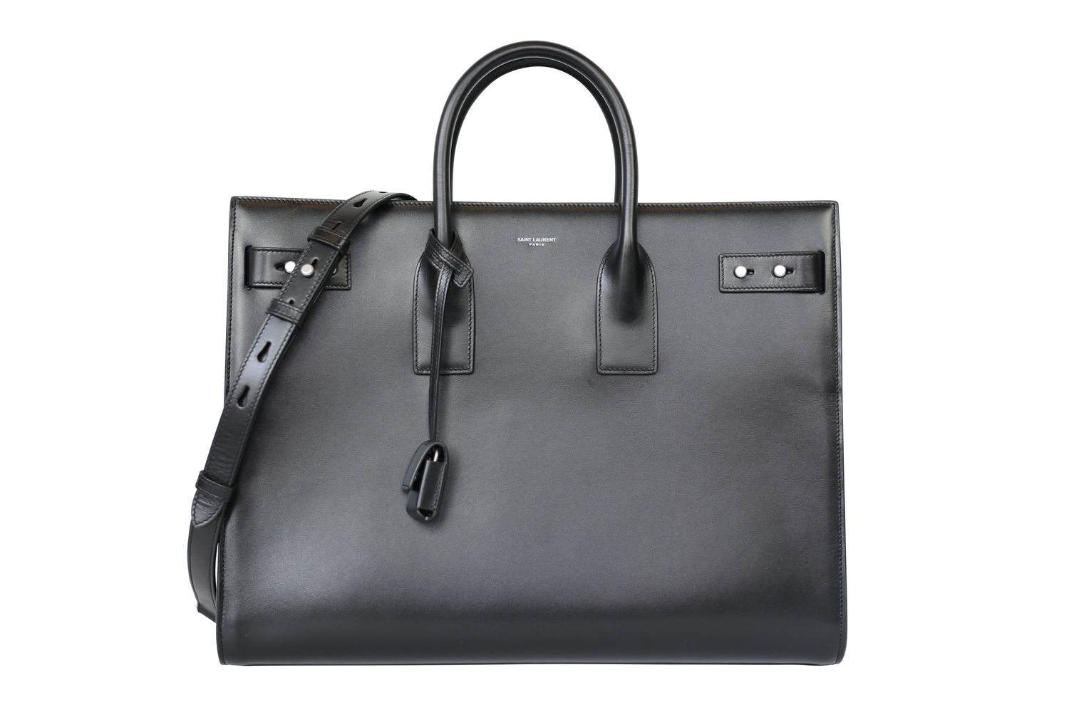 Saint Laurent Sac de Jour Large Bag, Black Leather and Silver Hardware, Preowned No Dustbag WA001
