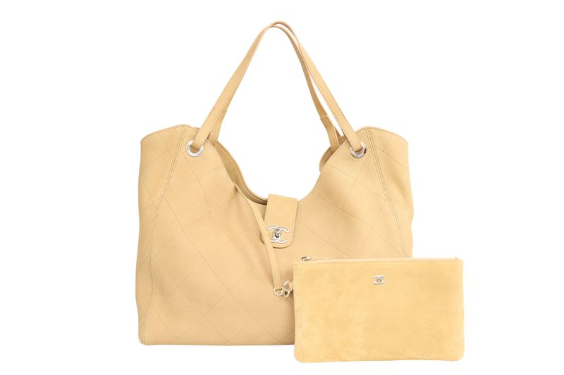 Chanel 26P Maxi Shopping Tote Bag, Beige Grained Nubuck Calfskin and Gold Hardware, New in Box WA001