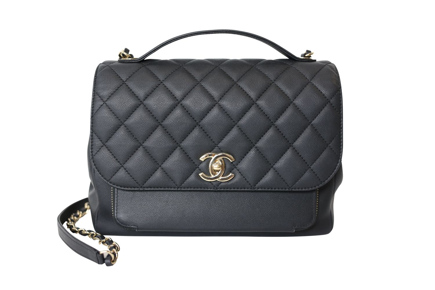 Chanel Business Affinity Large Bag, Black Caviar Leather and Gold Hardware, Preowned No Dustbag WA001