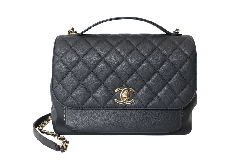Chanel Business Affinity Large Bag, Black Caviar Leather and Gold Hardware, Preowned No Dustbag WA001
