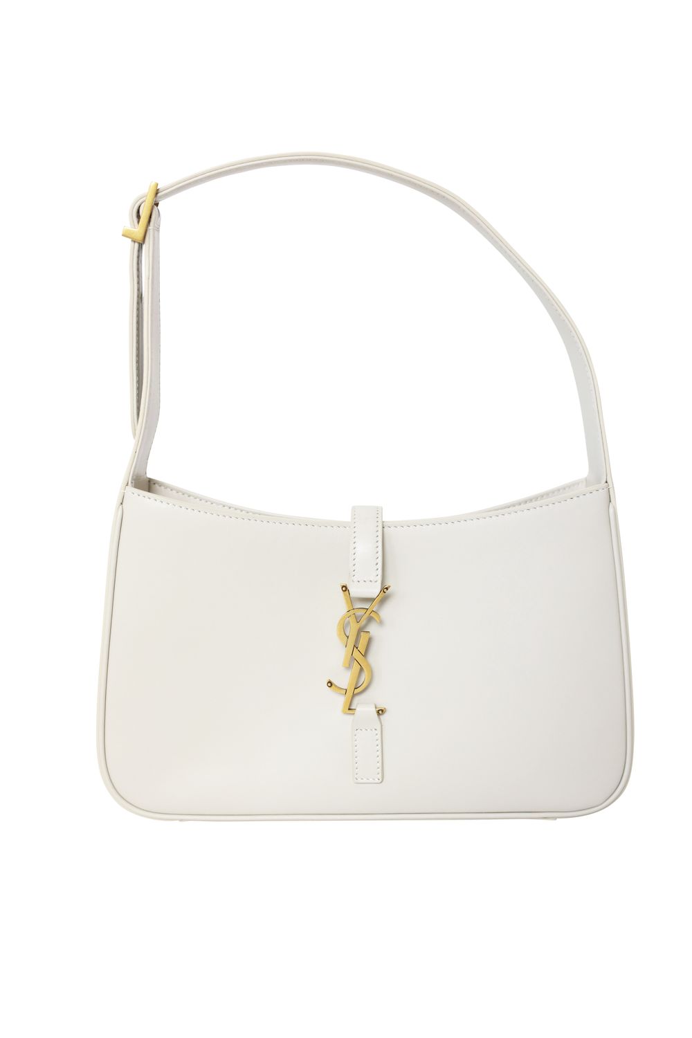 Saint Laurent Le 5 A 7 Hobo Shoulder Bag, White with Gold Hardware, Preowned No Dustbag WA001