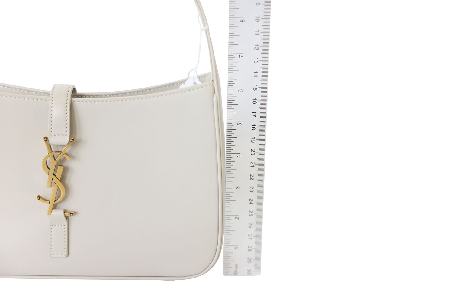 Saint Laurent Le 5 A 7 Hobo Shoulder Bag, White with Gold Hardware