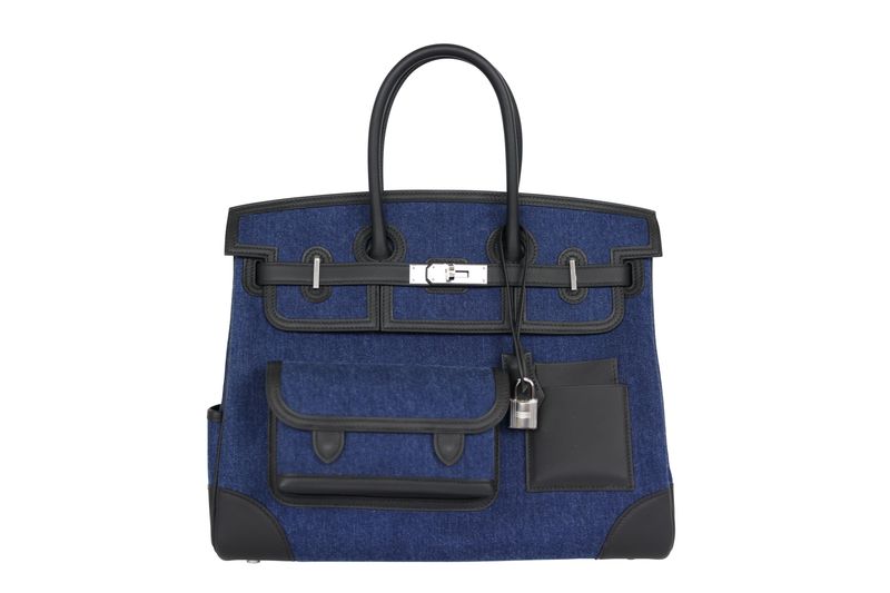 Hermes Birkin Cargo 35 Handbag, Blue Denim Moyen and Black Noir Swift leather, K 2025 Stamp, New in Dustbag WA001