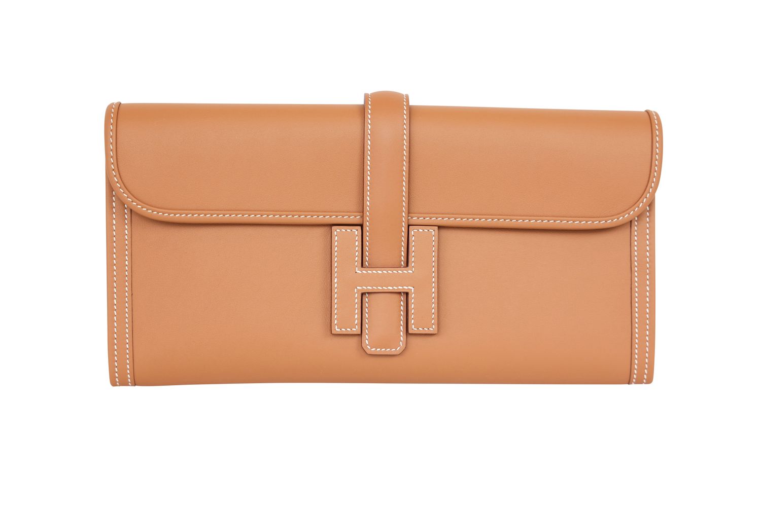 Hermes Jige Elan Clutch 29 Bag, Tan Gold Swift Calfskin, W 2024 Stamp, New in Box WA001