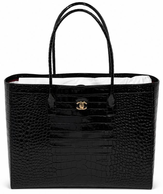 Chanel Large Tote, Black Croc Illusion, Gold Hardwarte, New in Box MA001