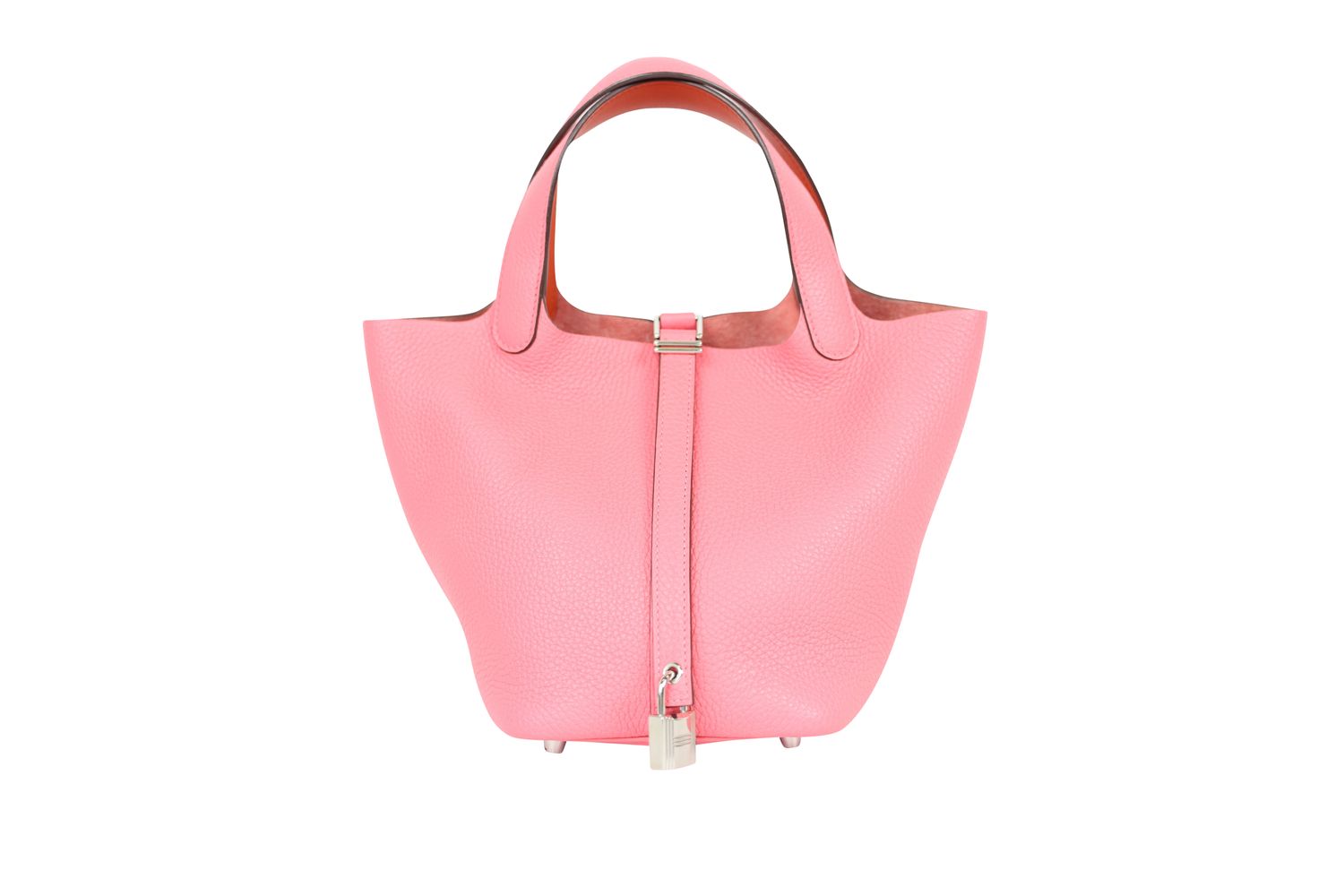 Hermes  Picotin Lock 18 Bag, Pink Rose Azalee Taurillon Clemence Leather and Palladium Hardware, Y 2020 Stamp, Preowned in Box WA001