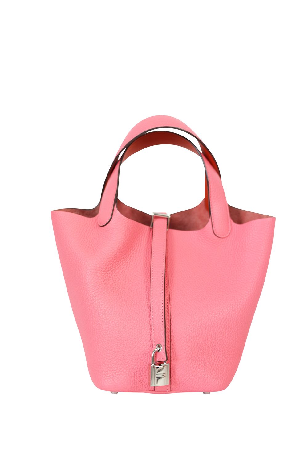 Hermes  Picotin Lock 18 Bag, Pink Rose Azalee Taurillon Clemence Leather and Palladium Hardware, Y 2020 Stamp, Preowned in Box WA001