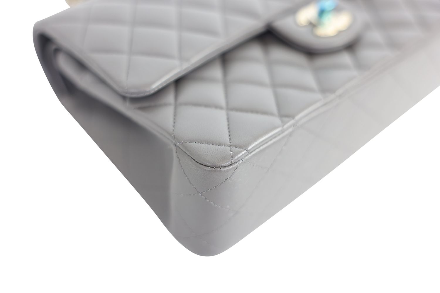 Chanel Classic 22A Medium Bag, Dark Gray Quilted Lambskin and Gold