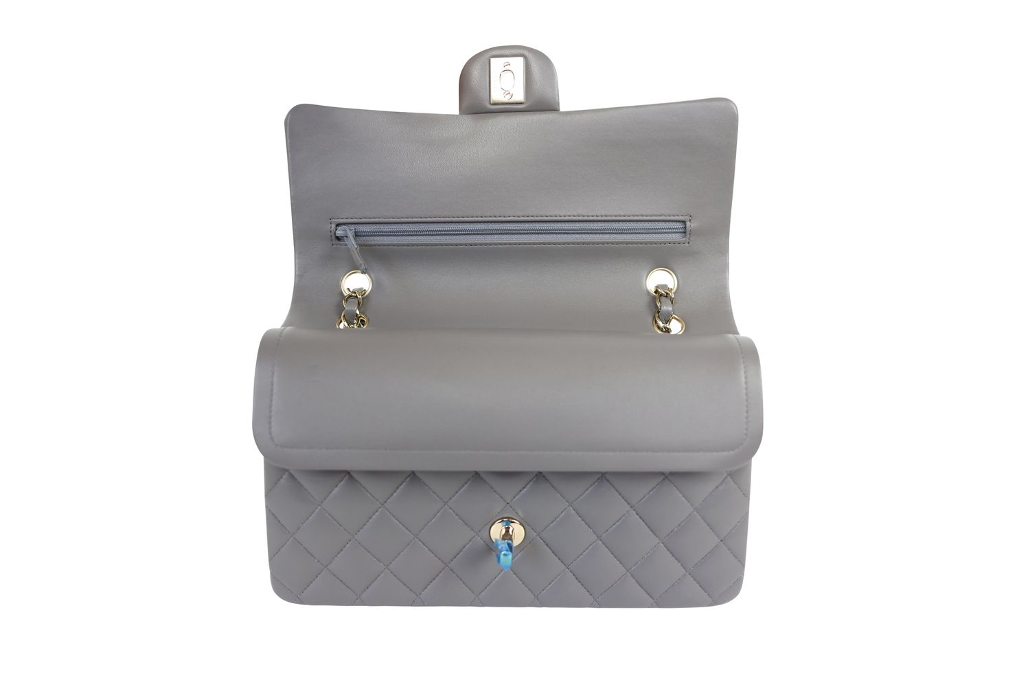 Chanel Classic 22A Medium Bag, Dark Gray Quilted Lambskin and Gold