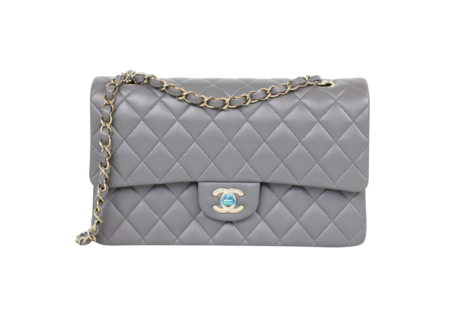 Chanel Classic 22A Medium Bag, Dark Gray Quilted Lambskin and Gold Hardware, New in Box WA001