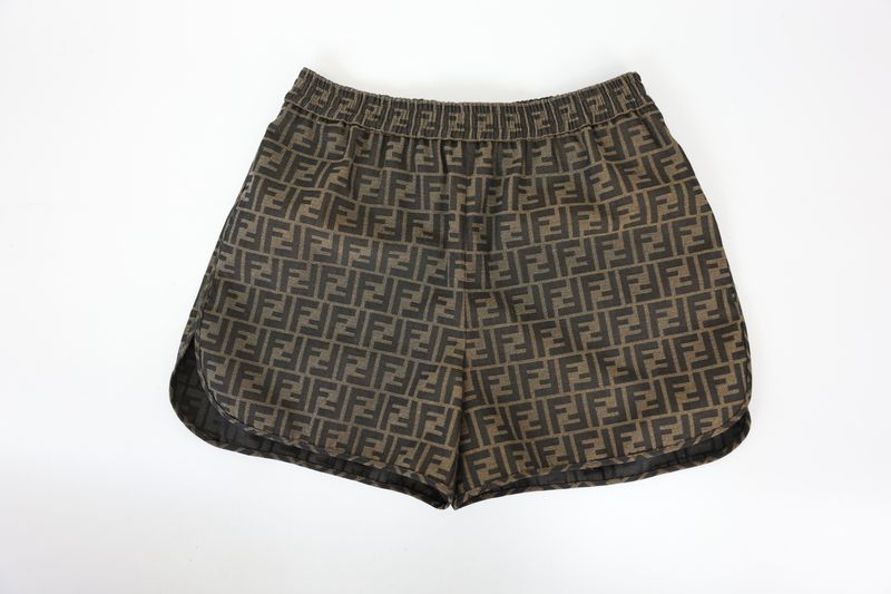 Fendi Shorts, Brown FF Canvas, Size US4, New No Dustbag WA001