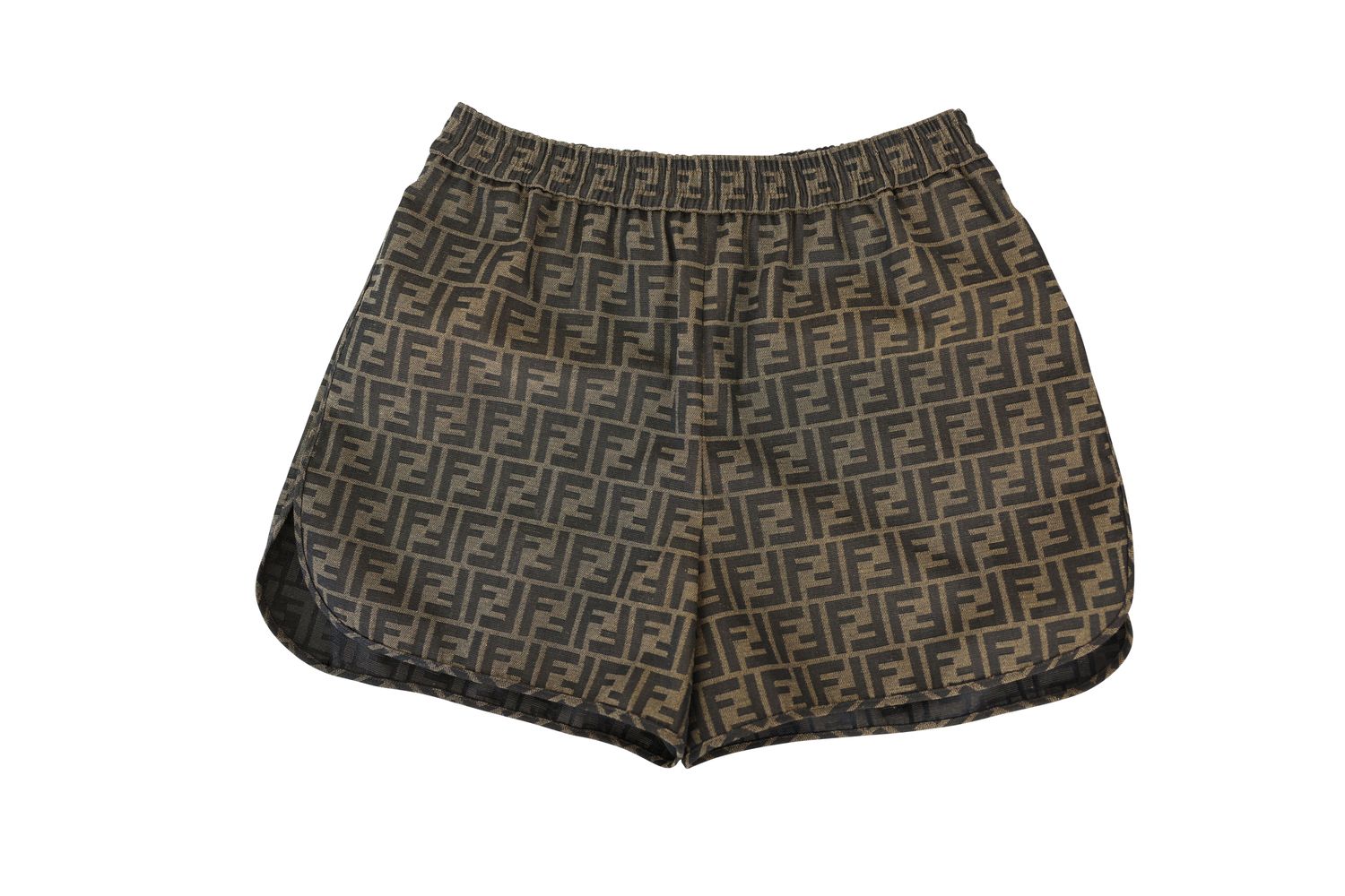 Fendi Shorts, Brown FF Canvas, Size US4, New No Dustbag WA001