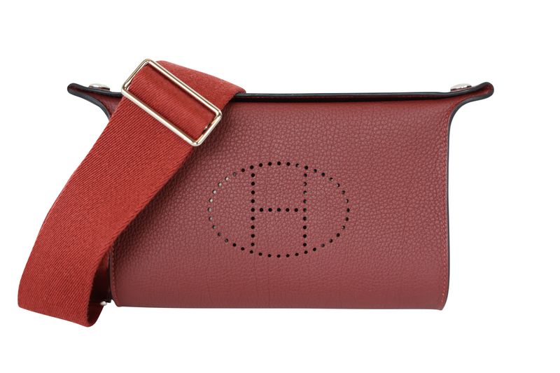 Hermes Videpoches Bag, Deep Red Rouge H Togo Leather with Palladium Hardware, W 2024 Stamp, Preowned in Box WA001 Hermes Videpoches Bag, Deep Red Rouge H Togo Leather with Palladium Hardware, W 2024 Stamp, Preowned in Box WA001