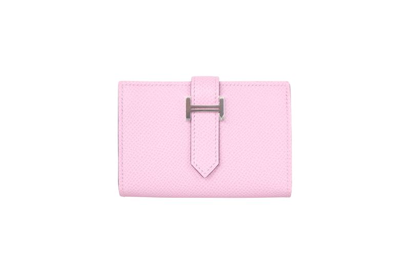 Hermes Bearn Mini Wallet, Pink Mauve Sylvester Epsom Leather and Palladium Hardware, U 2022 Stamp, Preowned in Box WA001