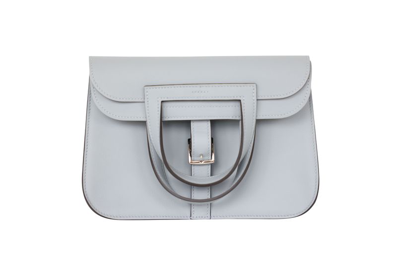Hermes Halzan 22 Mini Bag, Gray Gris Pantin Swift Leather with Palladium Hardware,  K 2025 Stamp, New in Box WA001