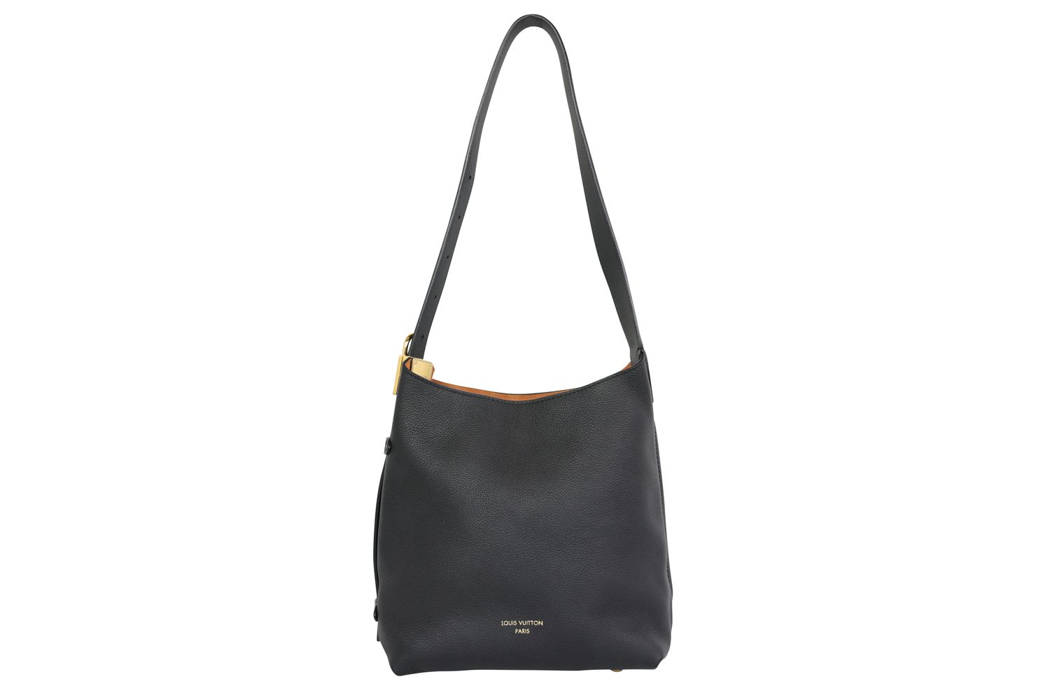 Louis Vuitton Low Key Hobo PM Bag, Black Leather and Gold Hardware, New in Dustbag WA001