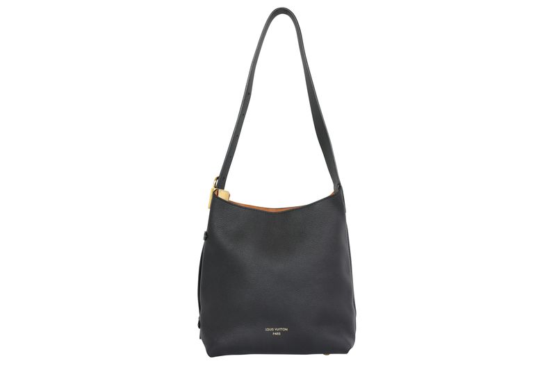 Louis Vuitton Low Key Hobo PM Bag, Black Leather and Gold Hardware, New in Dustbag WA001