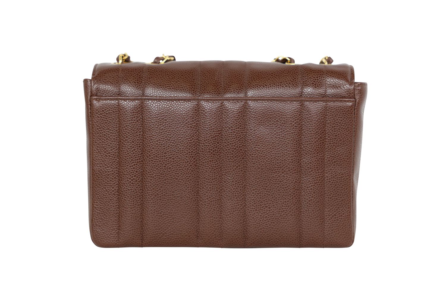 Chanel Vintage Mademoiselle Chain Bag, Brown Vertical Quilt Caviar