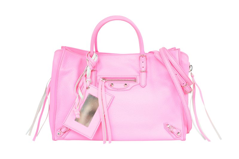 Balenciaga Papier A6 Zip Around Mini Bag, Neon Pink Leather and Silver Hardware, Preowned No Dustbag WA001