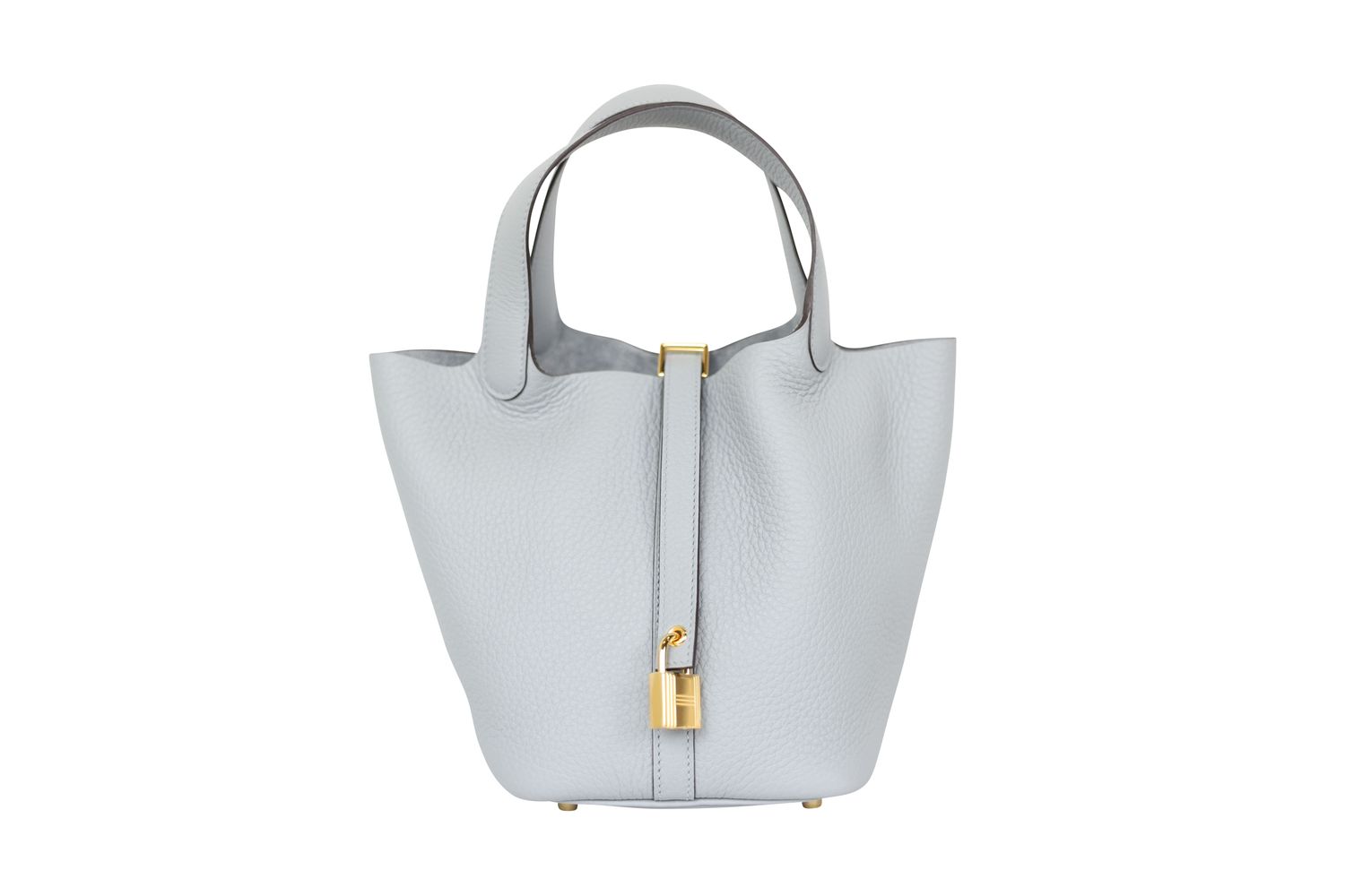 Hermes Picotin 18 Lock PM Bag, Gray Gris Pantin Clemence Leather and Gold Hardware, K 2025 Stamp, New in Box WA001
