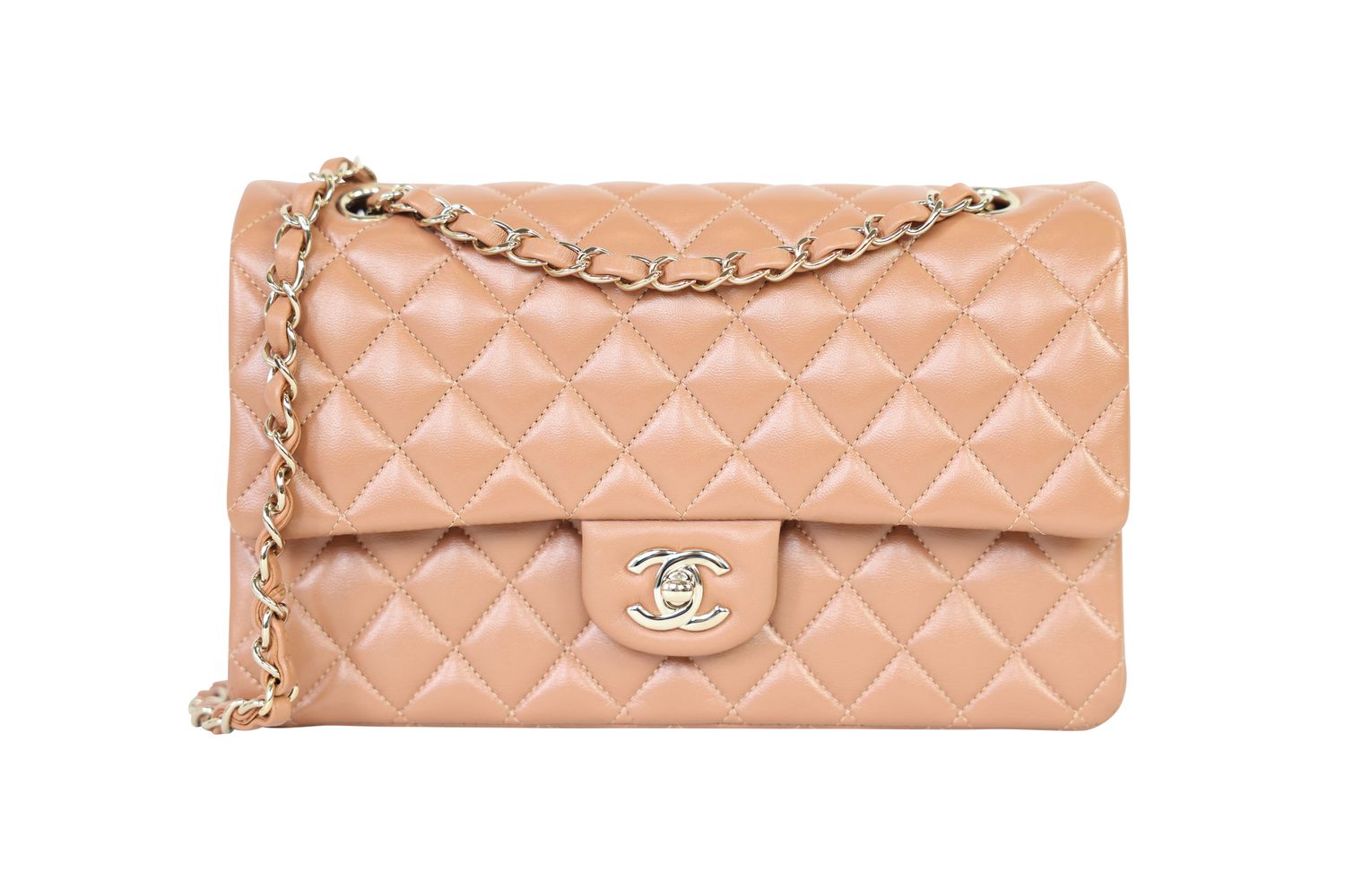 Chanel Classic Medium Handbag, Caramel Brown Quilted Leather and Gold Hardware, Preowned in Box WA001
