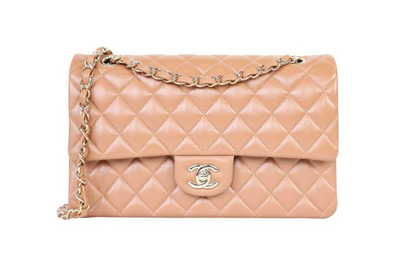 Chanel Classic Medium Handbag, Caramel Brown Quilted Leather and Gold Hardware, Preowned in Box WA001