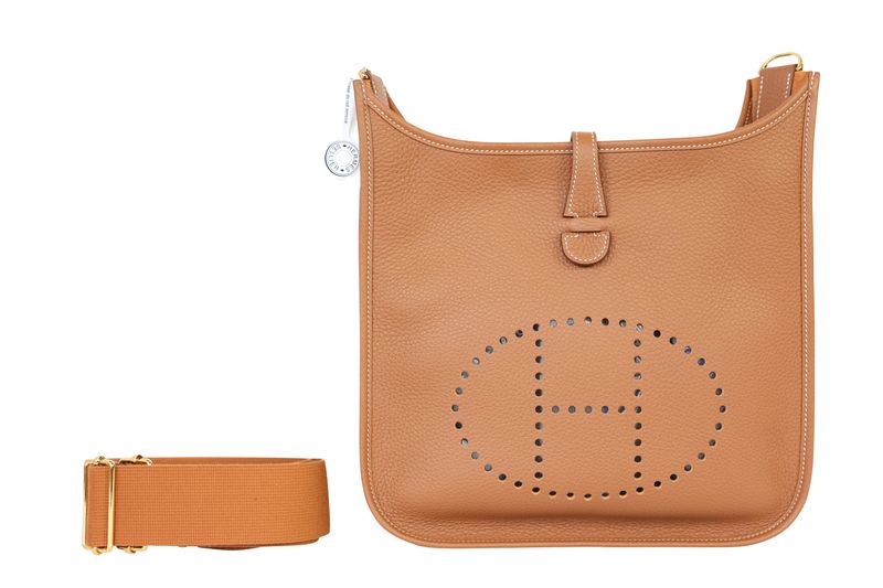 Hermes Evelyne Gen II PM Bag, Gold Tan Brown Clemence Leather and Gold Hardware, K 2025 Stamp, New in Box WA001