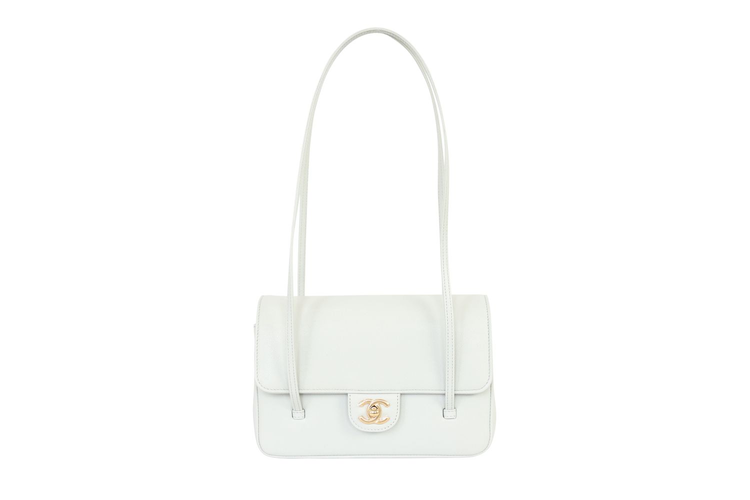 Chanel Preppy Coco Small Flap Bag, Light Green Mint Leather and Gold Hardware, Preowned in Dustbag WA001