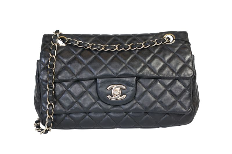 Chanel in The Mix Double Flap Small Bag, Black Quilted Lambskin Leather and Gold Hardware, Preowned in Dustbag WA001