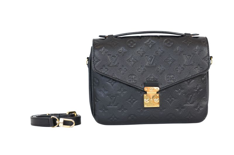 Louis Vuitton Pochette Metis Bag, Black Monogram Empreinte Leather and Gold Hardware, Preowned in Dustbag WA001