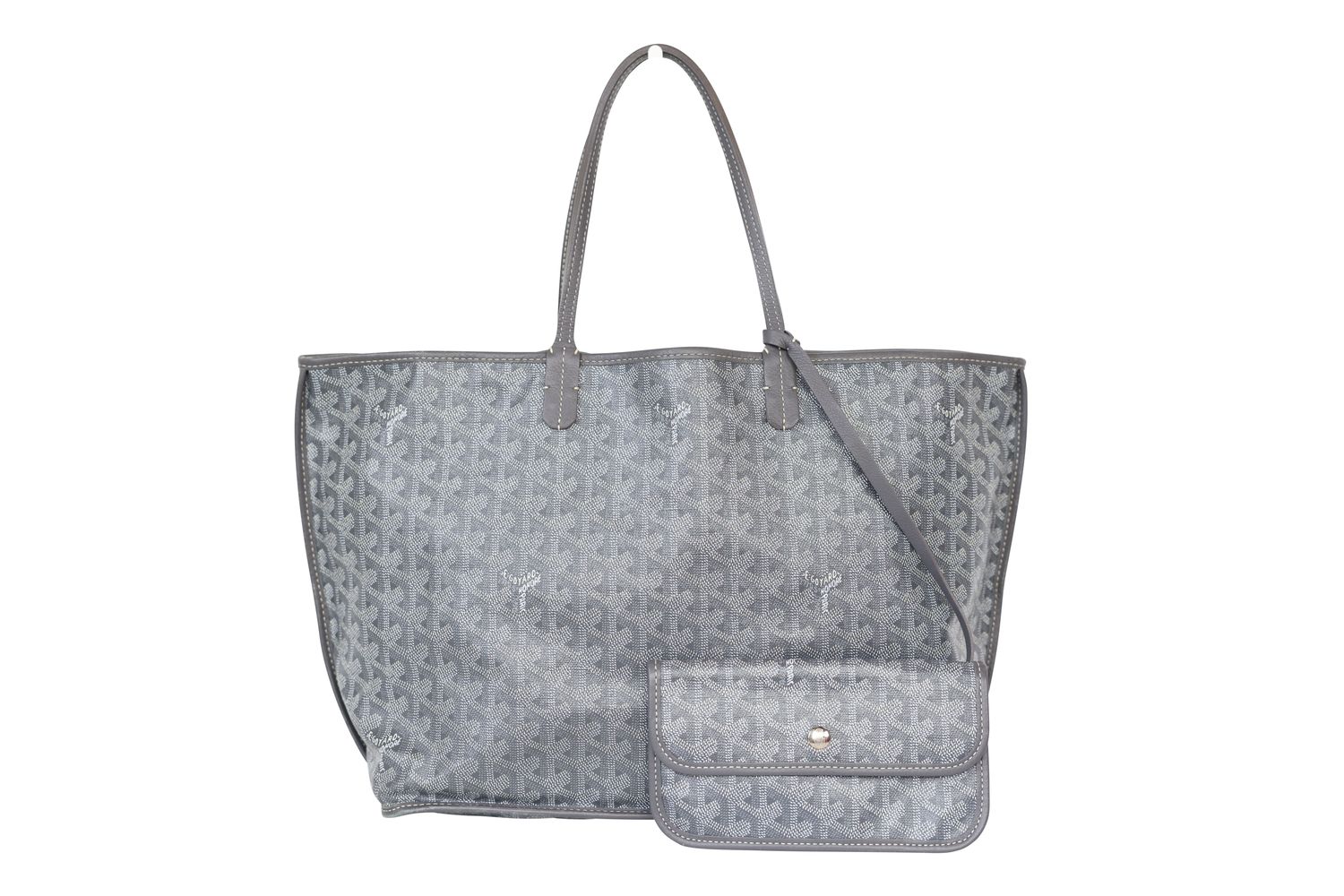 Goyard Anjou PM Bag, Gray Goyardine Canvas and Leather, Preowned in Dustbag WA001