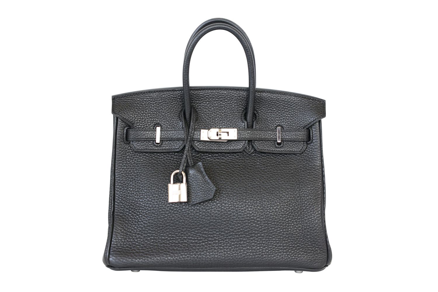 Hermes Birkin 25 Handbag, Black Togo Leather and Palladium Hardware, O in Square 2011 Stamp, Preowned in Dustbag WA001