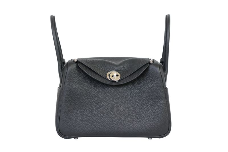 Hermes Lindy 26 Bag, Black Clemence Leather and Palladium Hardware, K 2025 Stamp, Preowned in Box WA001