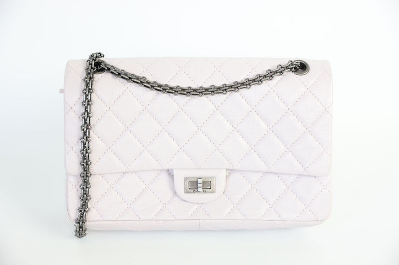 Chanel 2.55 Reissue 226 Handbag, Light Pink Aged Quilted Calfskin and Ruthenium Hardware, Preowned in Box WA001